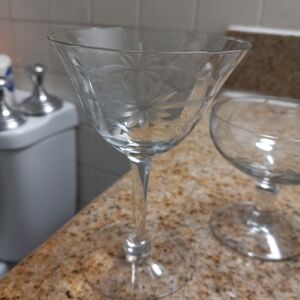 Floral Etched Glass Coupe